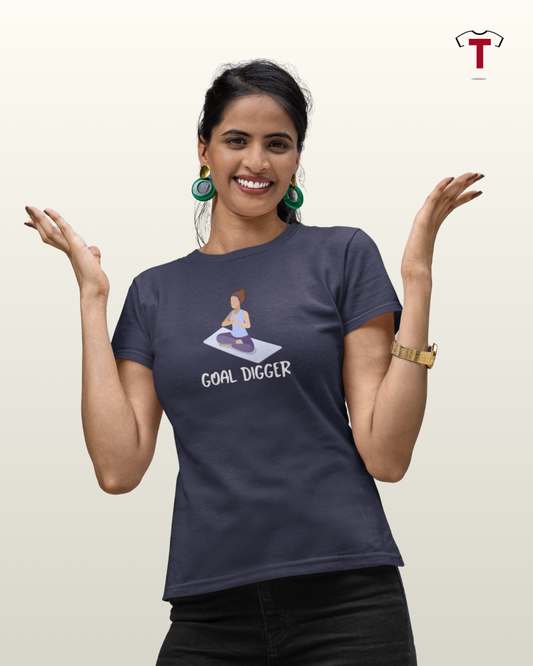 Navy Goal Digger Pure Cotton T-Shirt