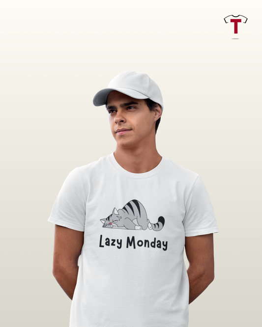 White Lazy Monday Unisex Cotton T-Shirt
