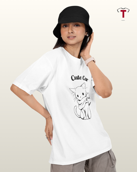 White Cute Car Unisex Cotton T-Shirt