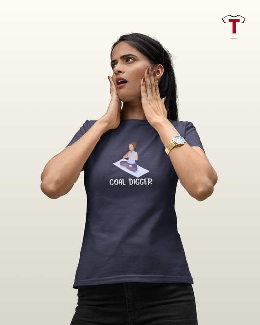 Navy Goal Digger Pure Cotton T-Shirt