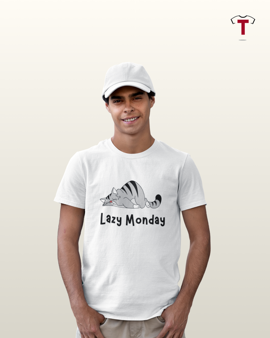 White Lazy Monday Unisex Cotton T-Shirt