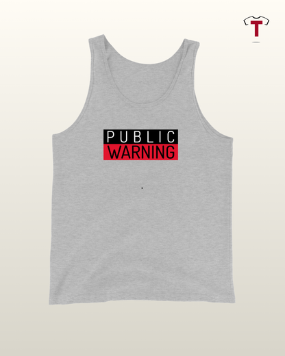 Heather Gray Public Warning Unisex Tanktop