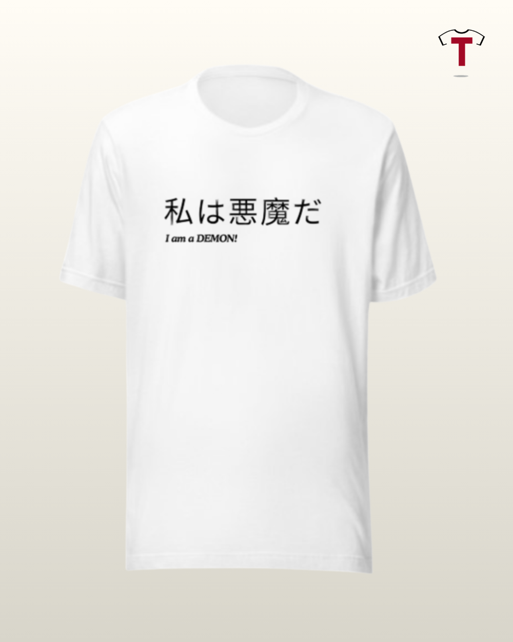 White Japanese Print Unisex Cotton T-Shirt